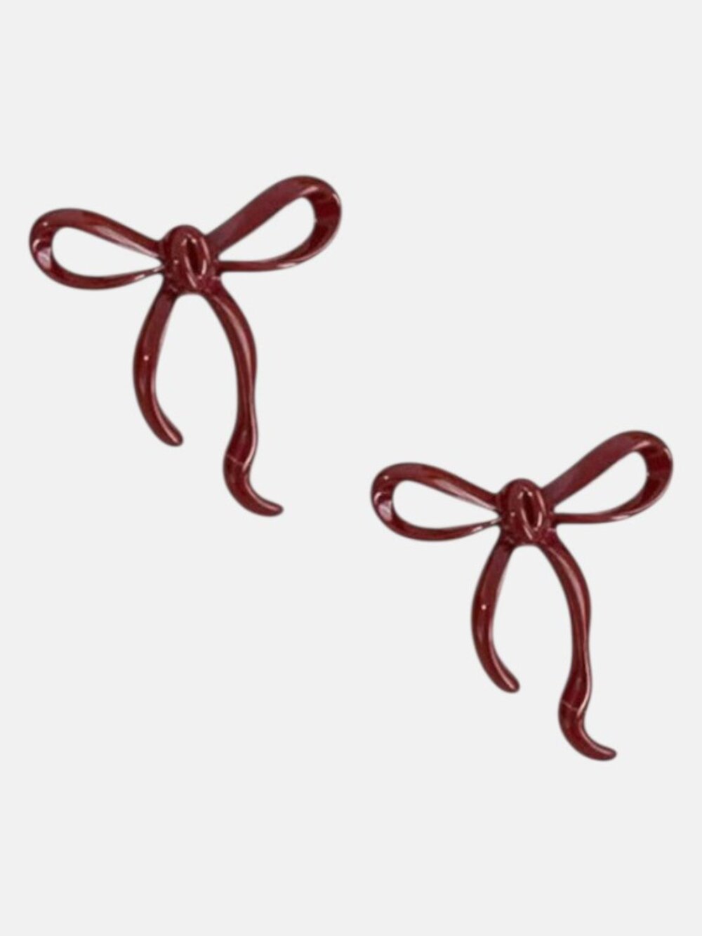 Burgundy Bowknot Stud Earrings
